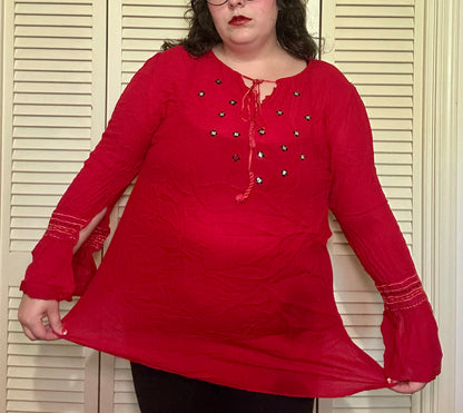 Red Boho Blouse (2X)