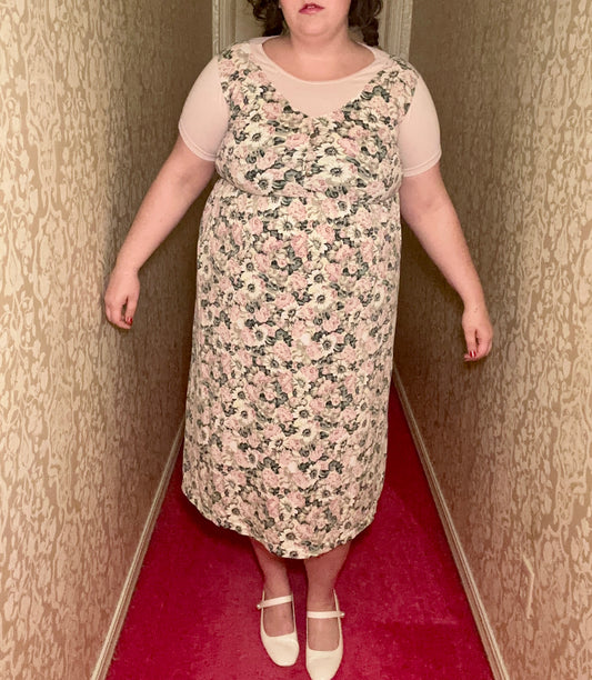 Cottage Core Pink Floral Dress (XL)