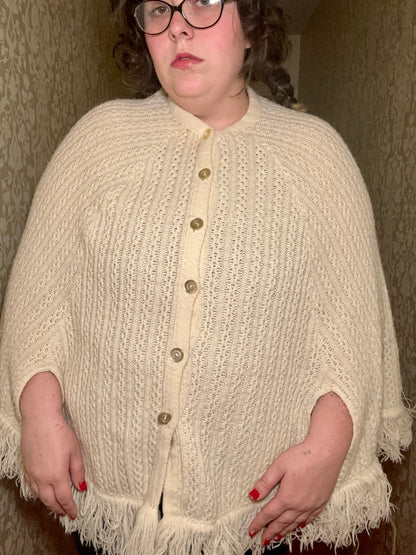 Cream Sweater Poncho (XL)