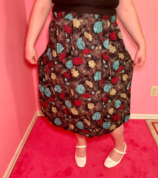 Brown Floral Skirt (1X)