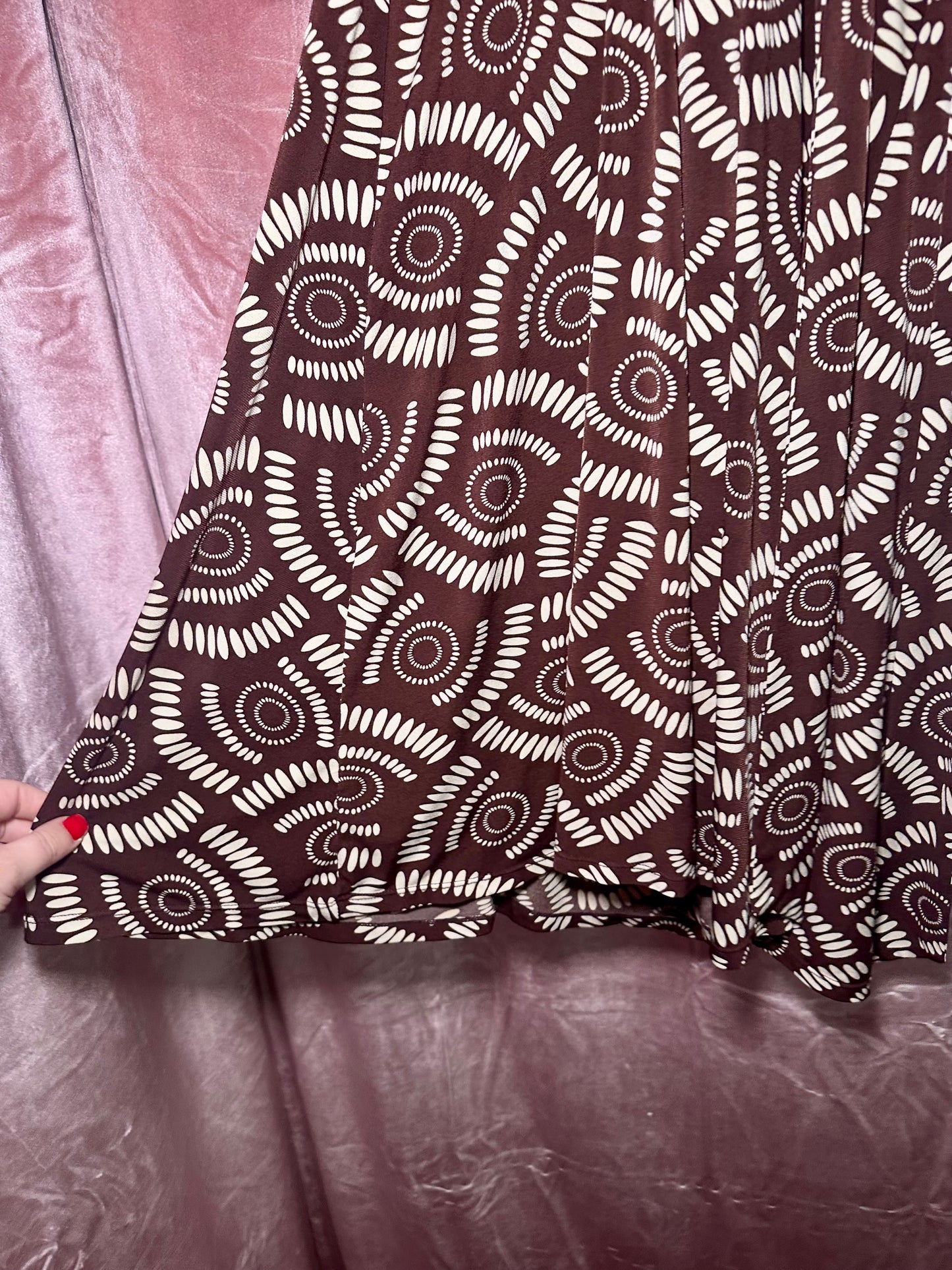 Y2K Brown Patterned Dress (L)