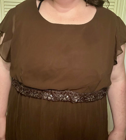 Brown Babydoll Bead Blouse (4X)