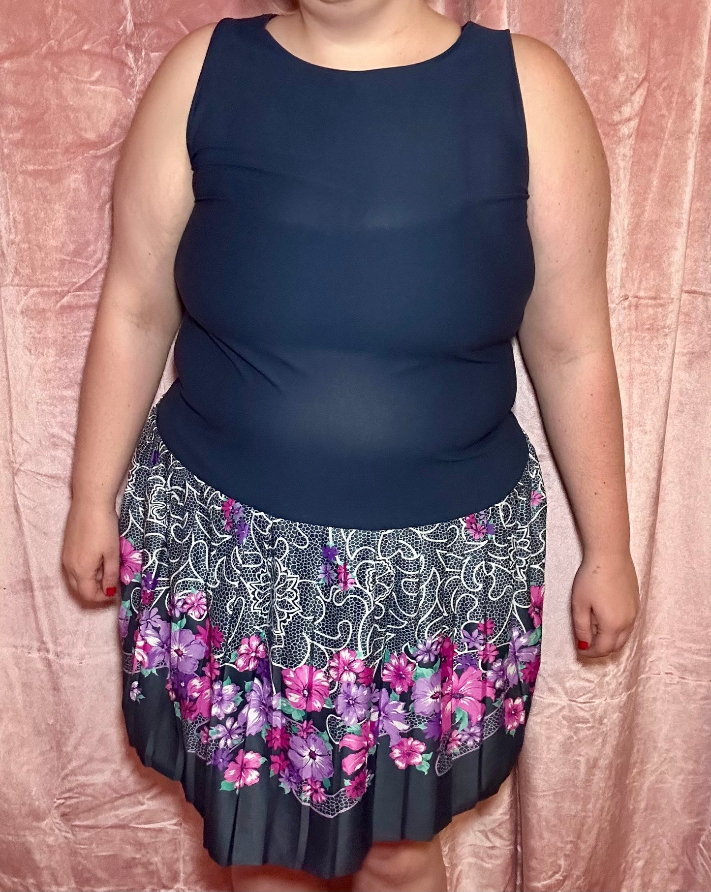 Navy Floral Dress (XL)