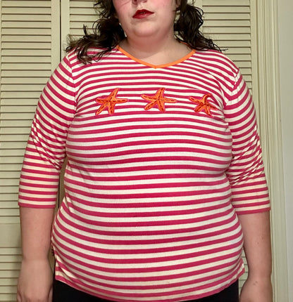 Pink Striped Starfish Top (L)