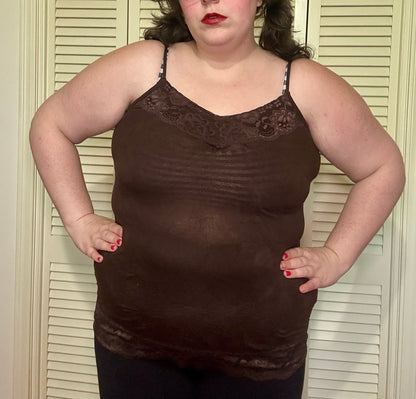 Brown Lace Cami Tank (XL)