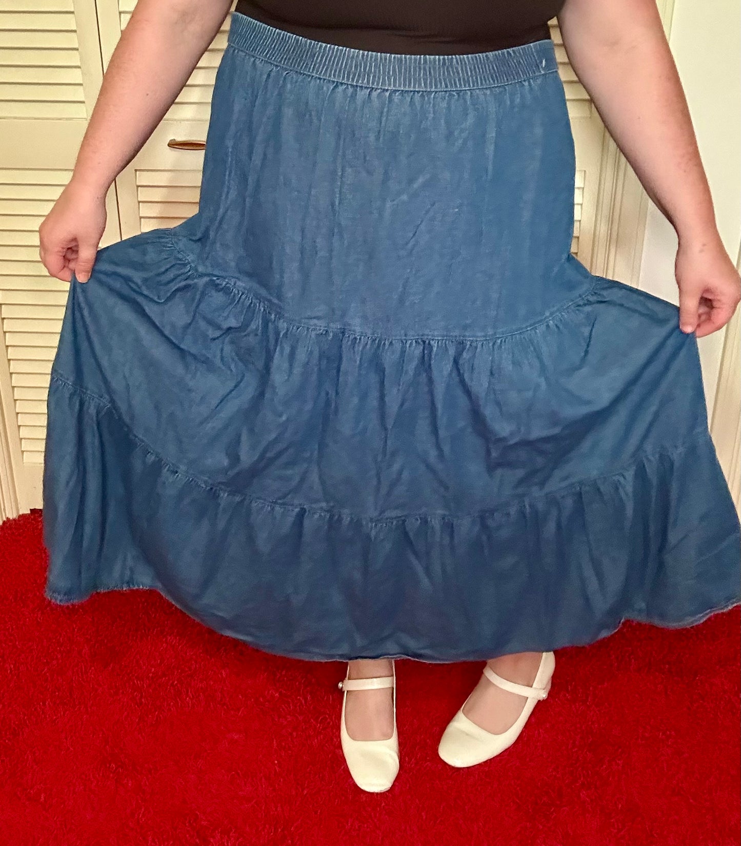 Blue Denim Tiered Skirt (XL)