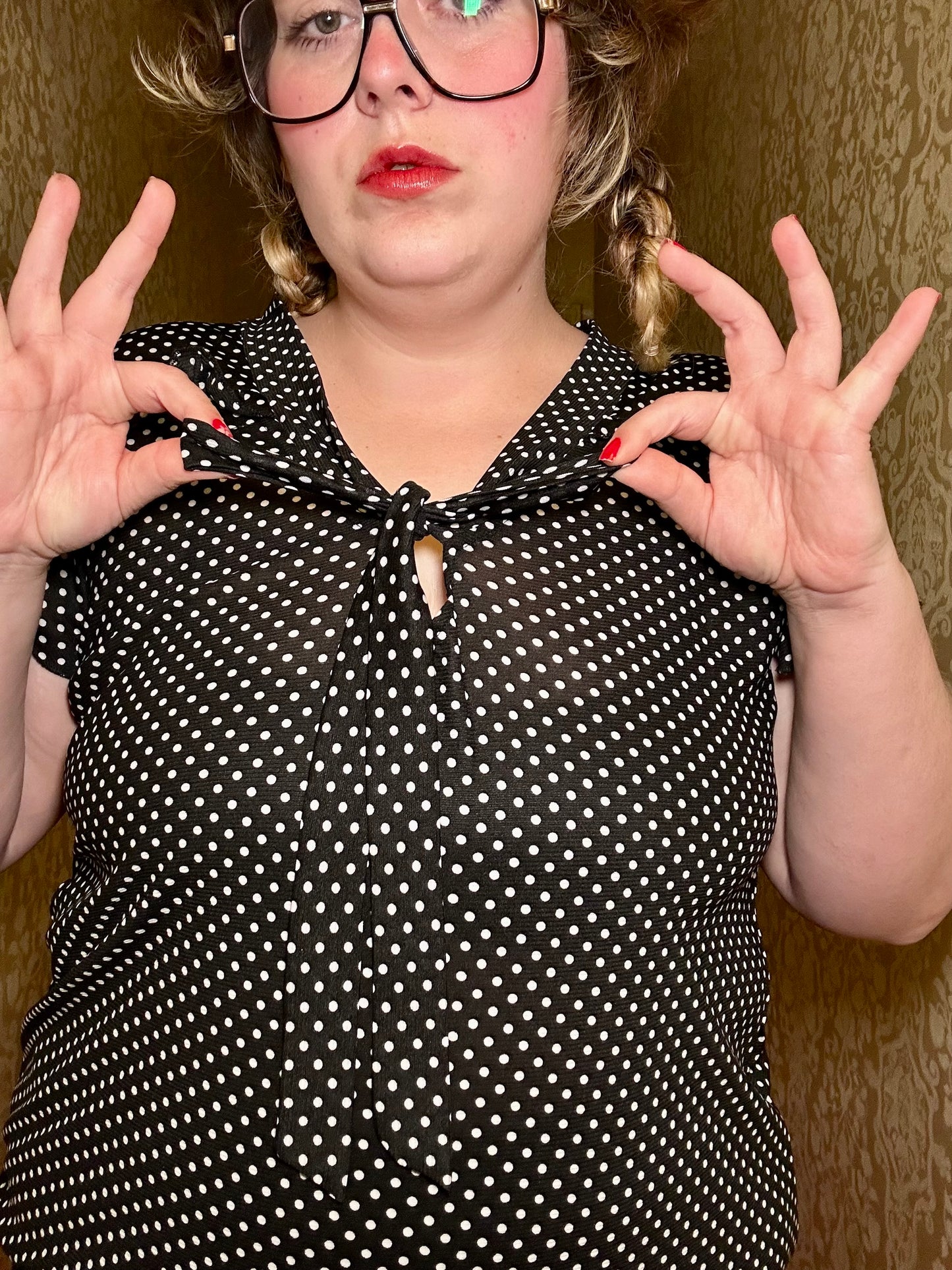 Polka Dot Bow Blouse (XXL)