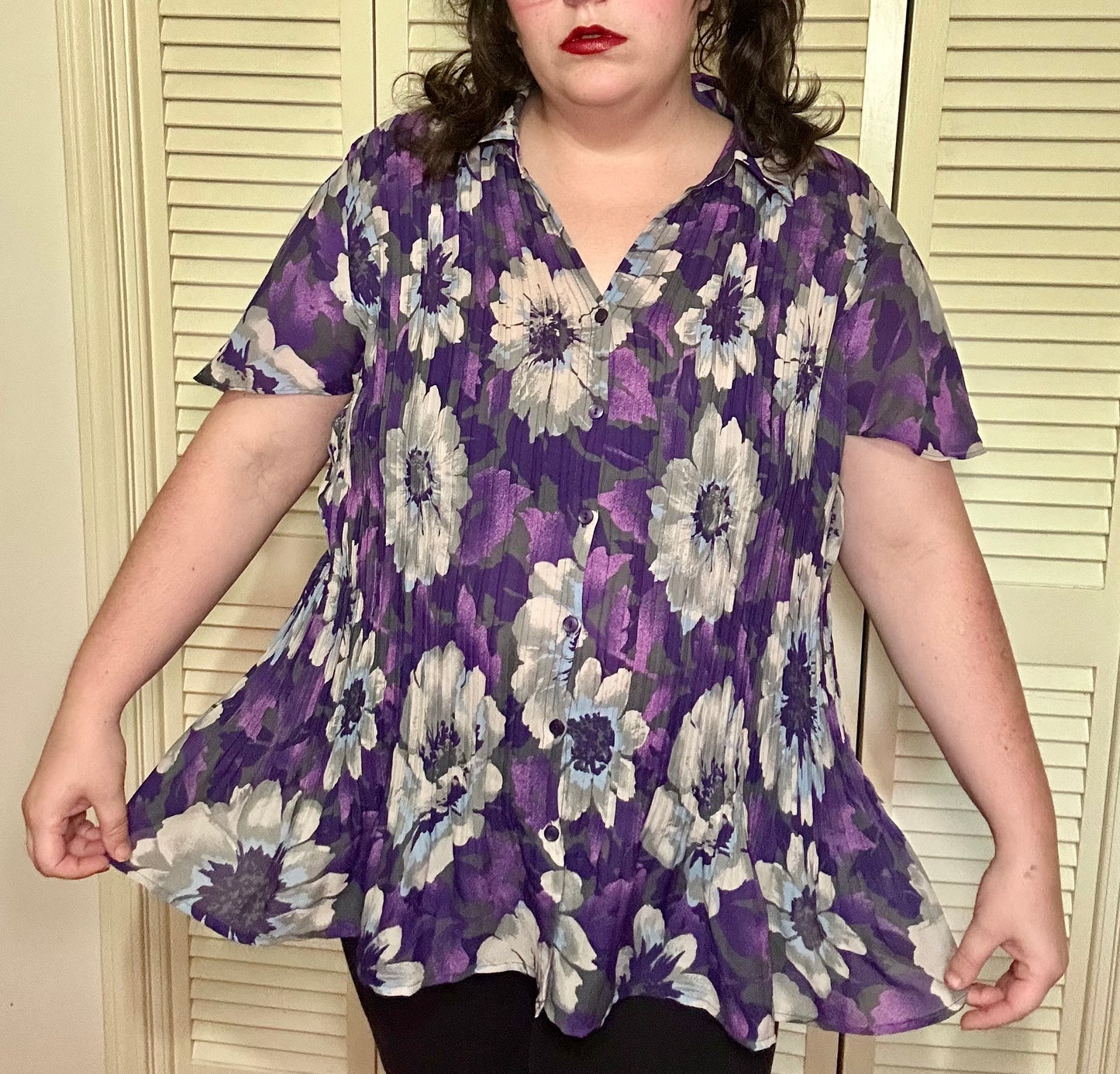 Purple Floral Blouse (1X)
