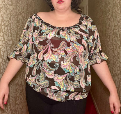 Groovy Sheer Paisley Blouse (XL)