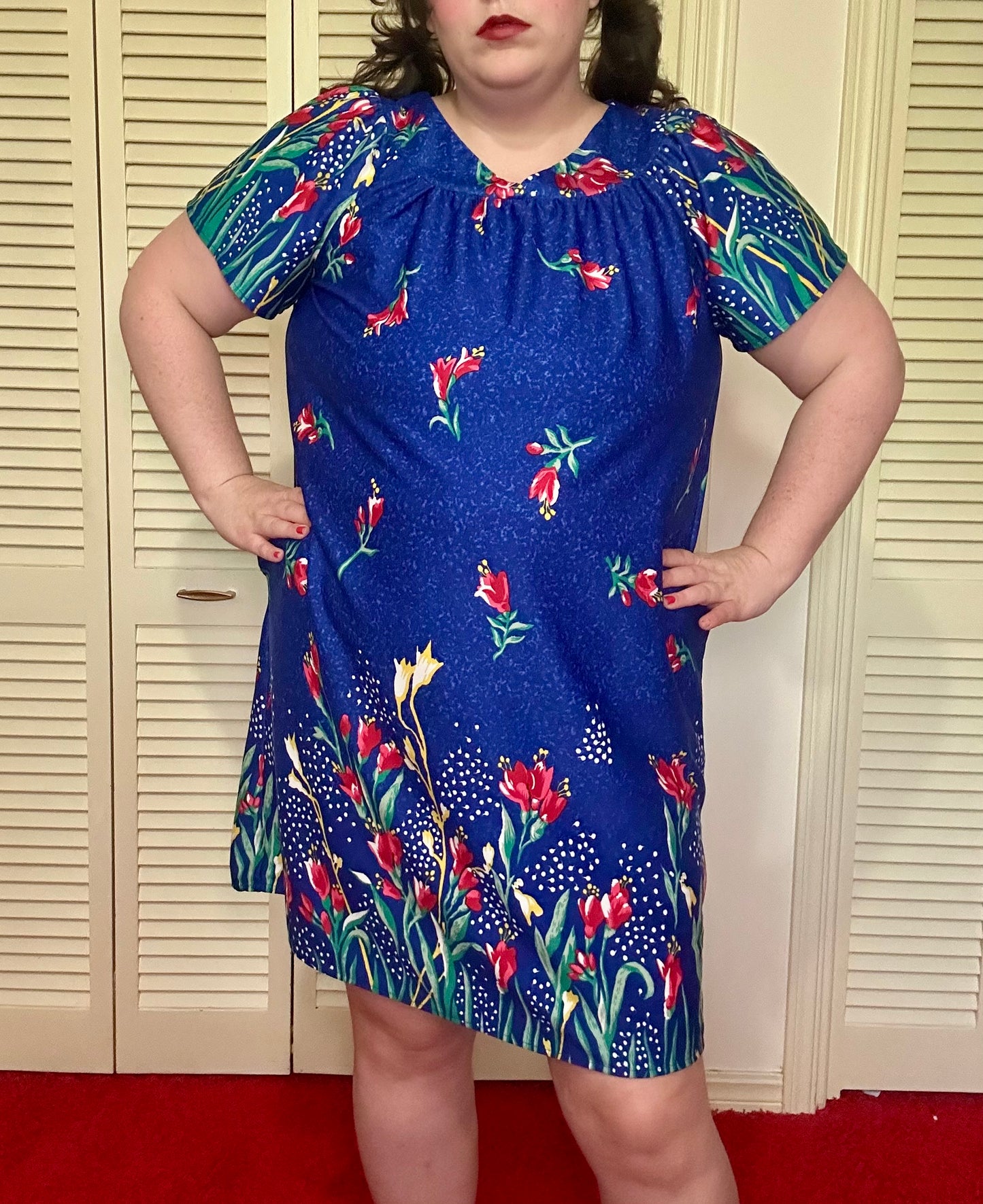 Bright Blue Floral Nightgown (XL)
