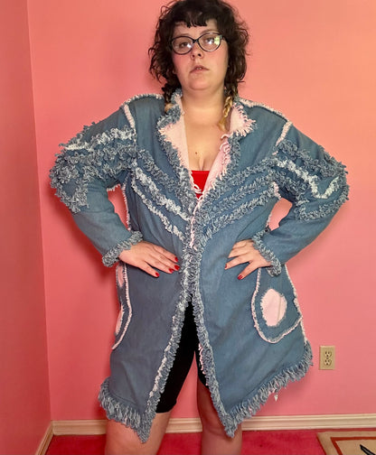 Denim Penny Lane Tassel Coat (XL)