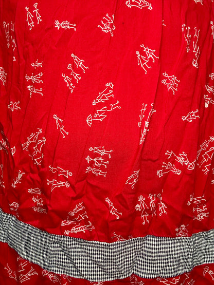 Red Tiered Illustrative Skirt (XXL)