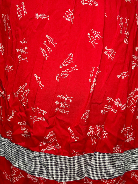 Red Tiered Illustrative Skirt (XXL)