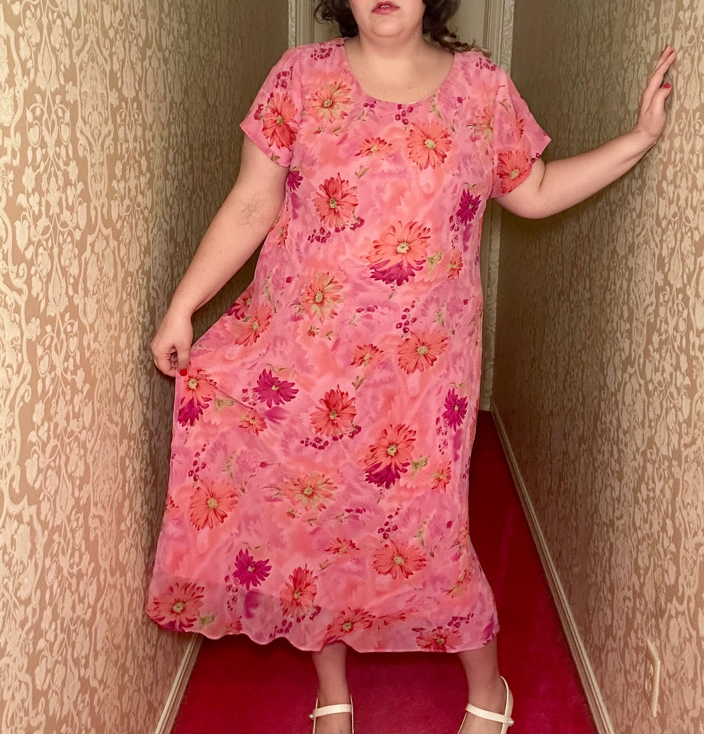 Pink Floral Dress (3X)