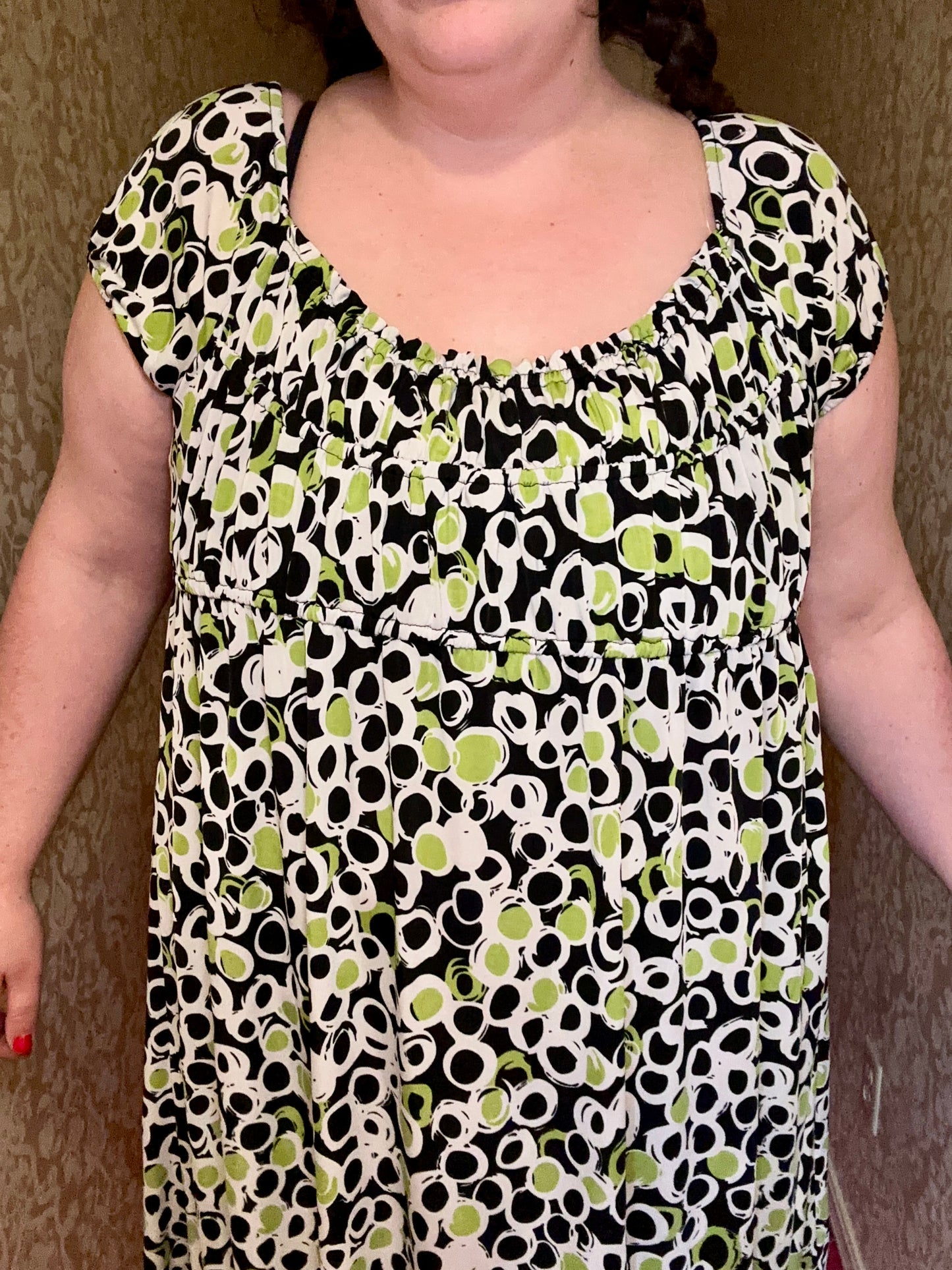 Green Babydoll Circles Dress (3X)