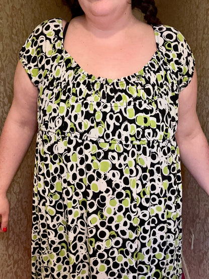 Green Babydoll Circles Dress (3X)