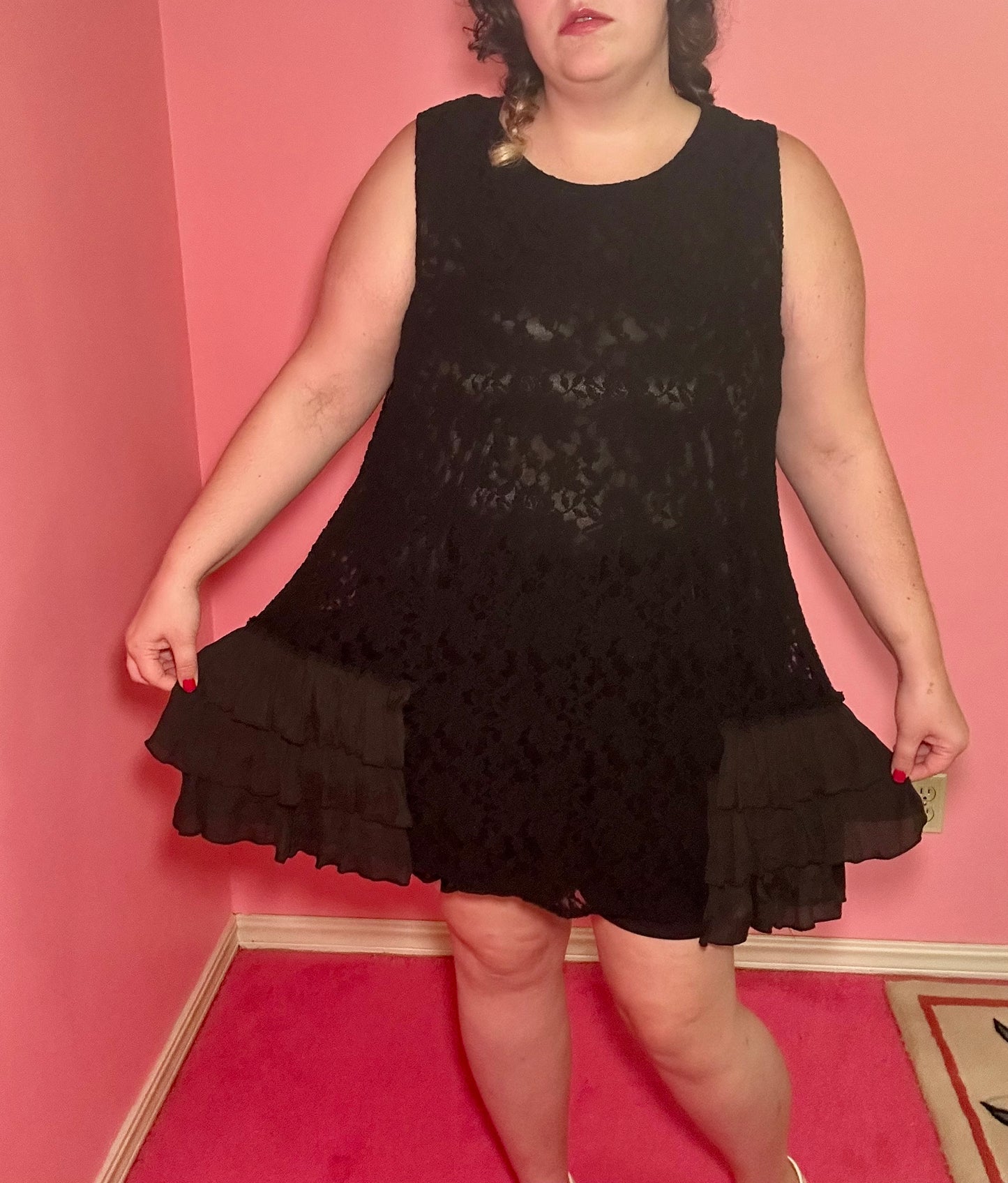 Black Lace and Ruffle Dress (2XL)