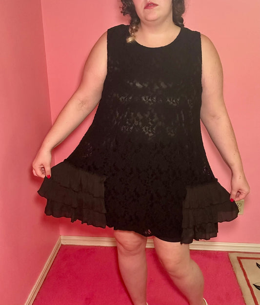Black Lace and Ruffle Dress (2XL)