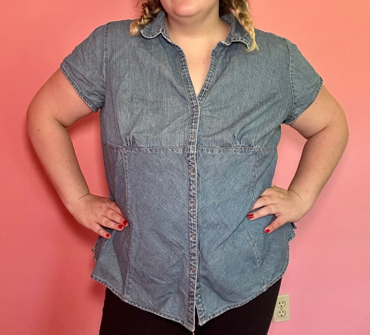 Denim Baby Doll Top (3X)