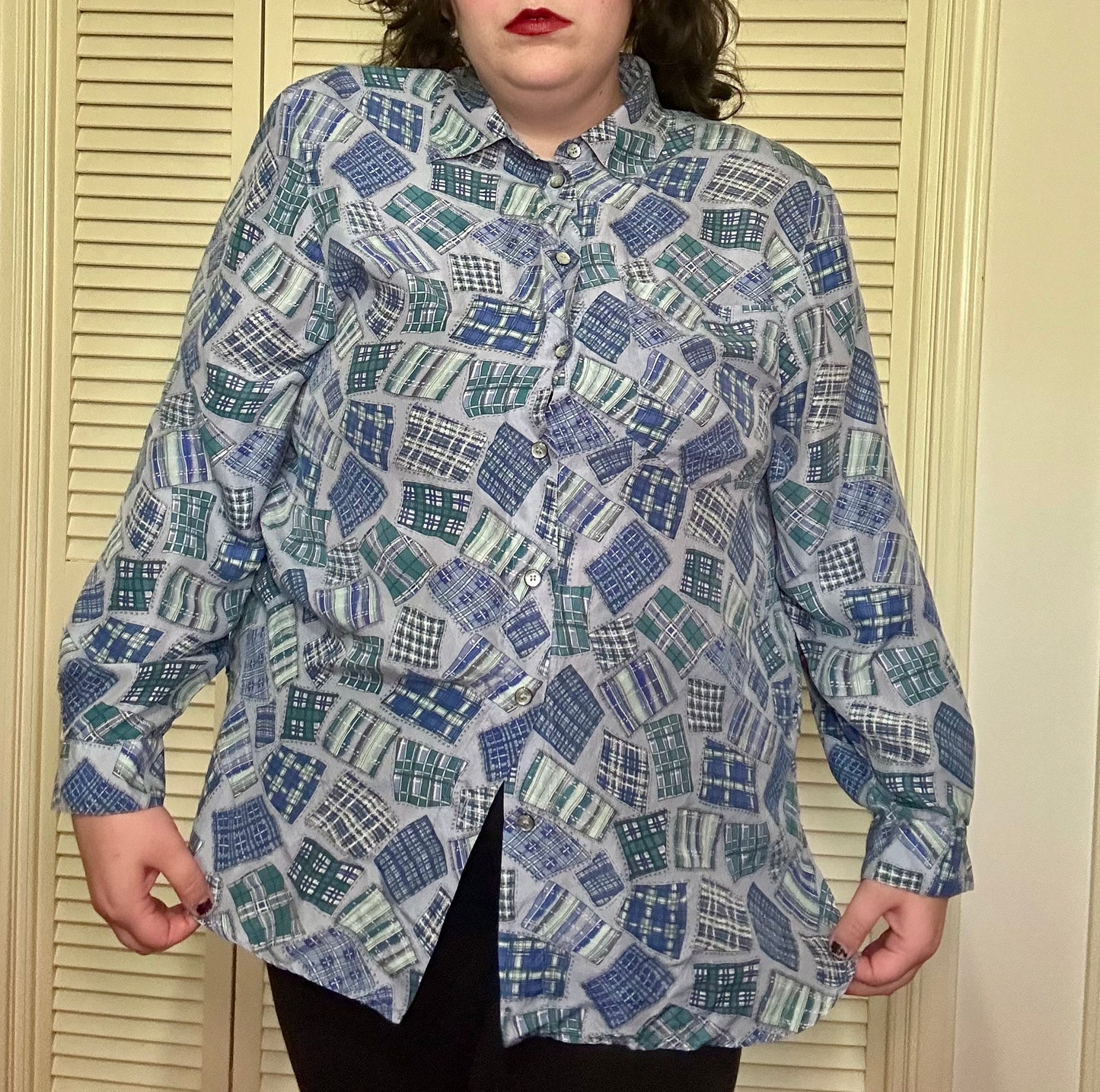 Blue Patchwork Pattern Blouse (16)