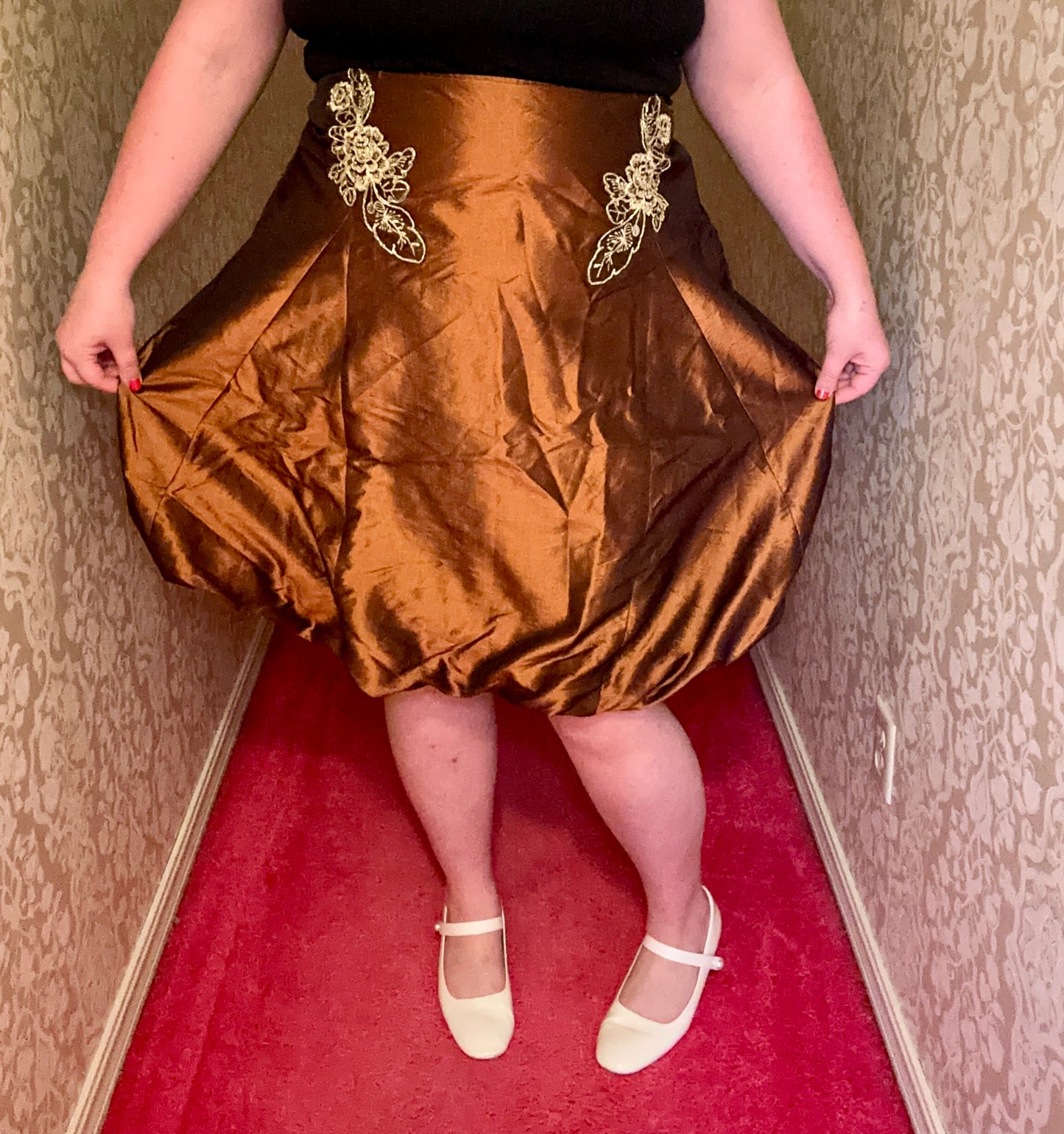 Brown Metallic Bubble Skirt (16)