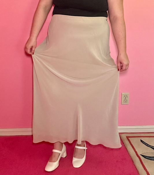 Beige Chiffon Maxi Skirt (2X)