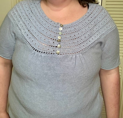 Pastel Blue Knit Blouse (L)