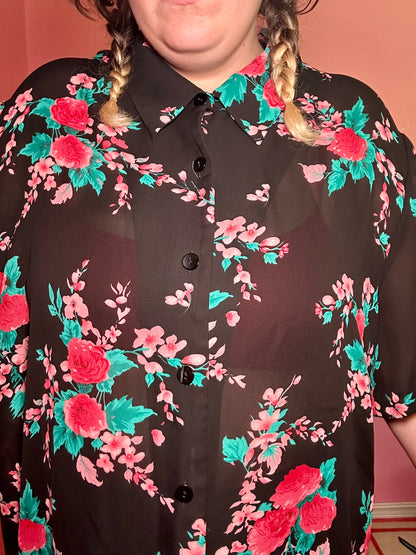 Pink Flowers Blouse (34W)