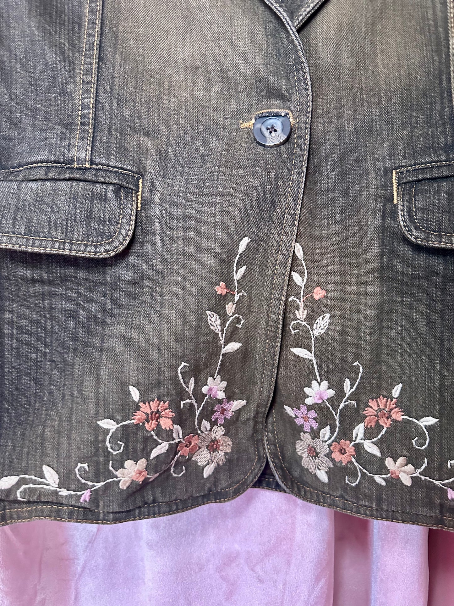 Y2k Flower Embroidery Denim Jacket (14)