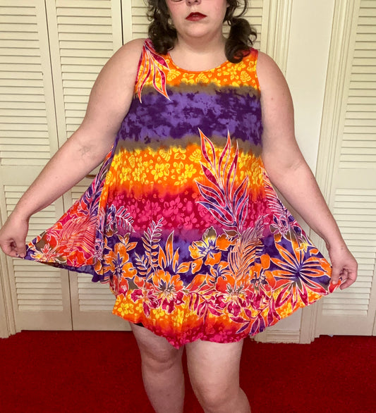 Tie Dye Colorful Tropical Dress (OS)