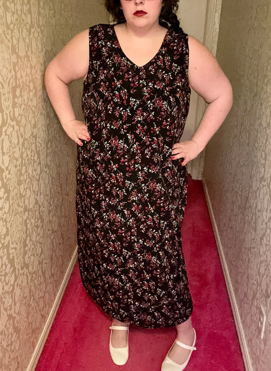Black Maxi Dress with Red Flowers (22)