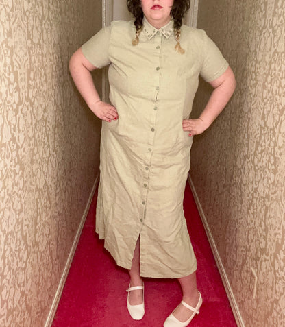 Sage Green Button Up Dress (XL)