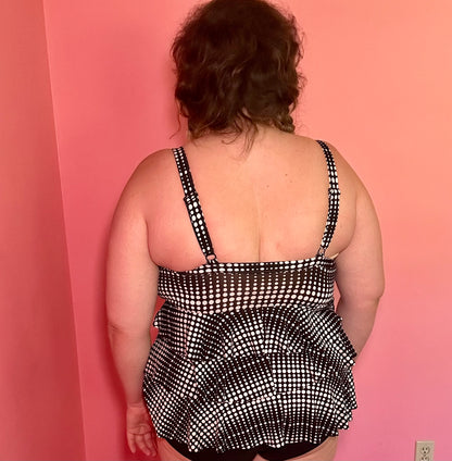 Polka Dot Ruffle Tankini Top (14W)