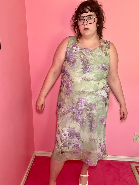 Green and Lilac Floral Chiffon Dress (16)
