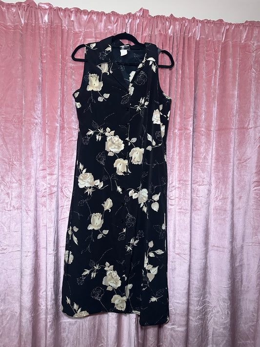 Black Rose Button Up Dress (16P)