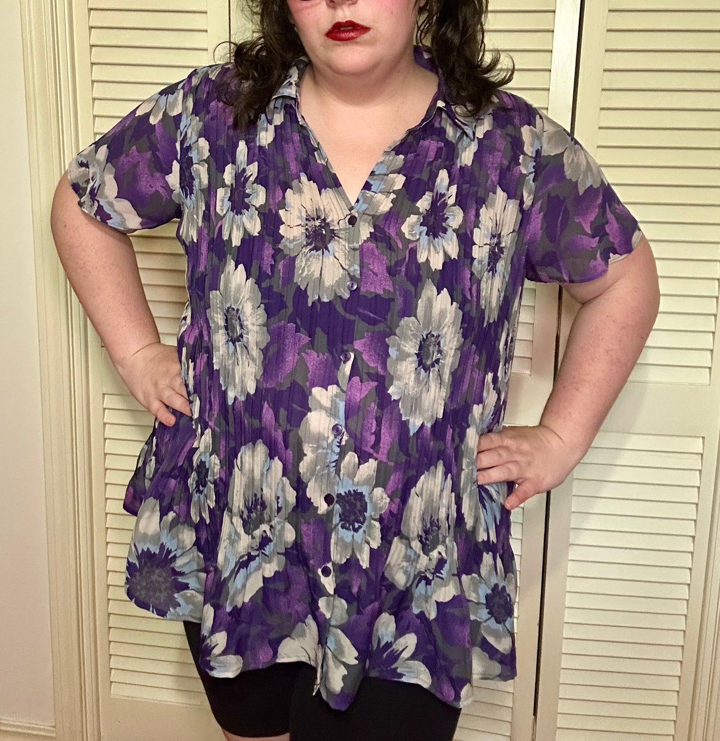Purple Floral Blouse (1X)