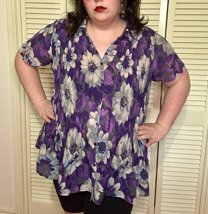 Purple Floral Blouse (1X)