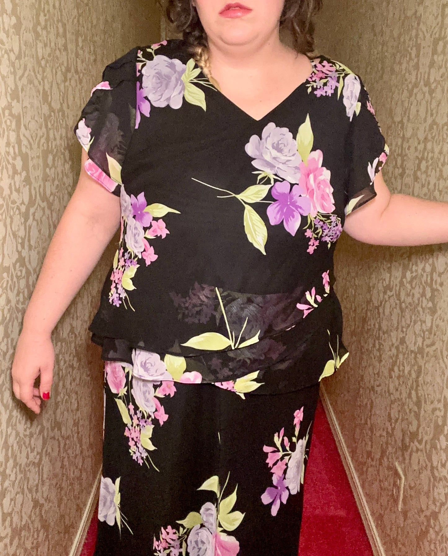 Black Floral Chiffon Set (22W)