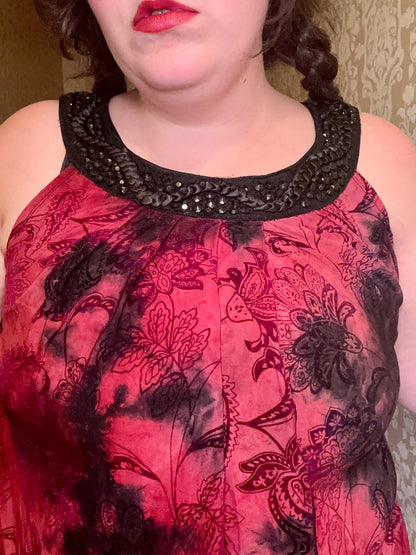 Red Boho Goth Top (1X)