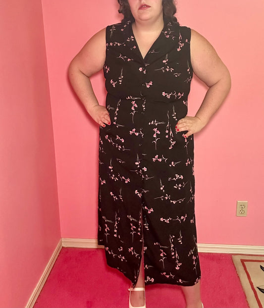 Pink Flower Button Up Dress (16W)