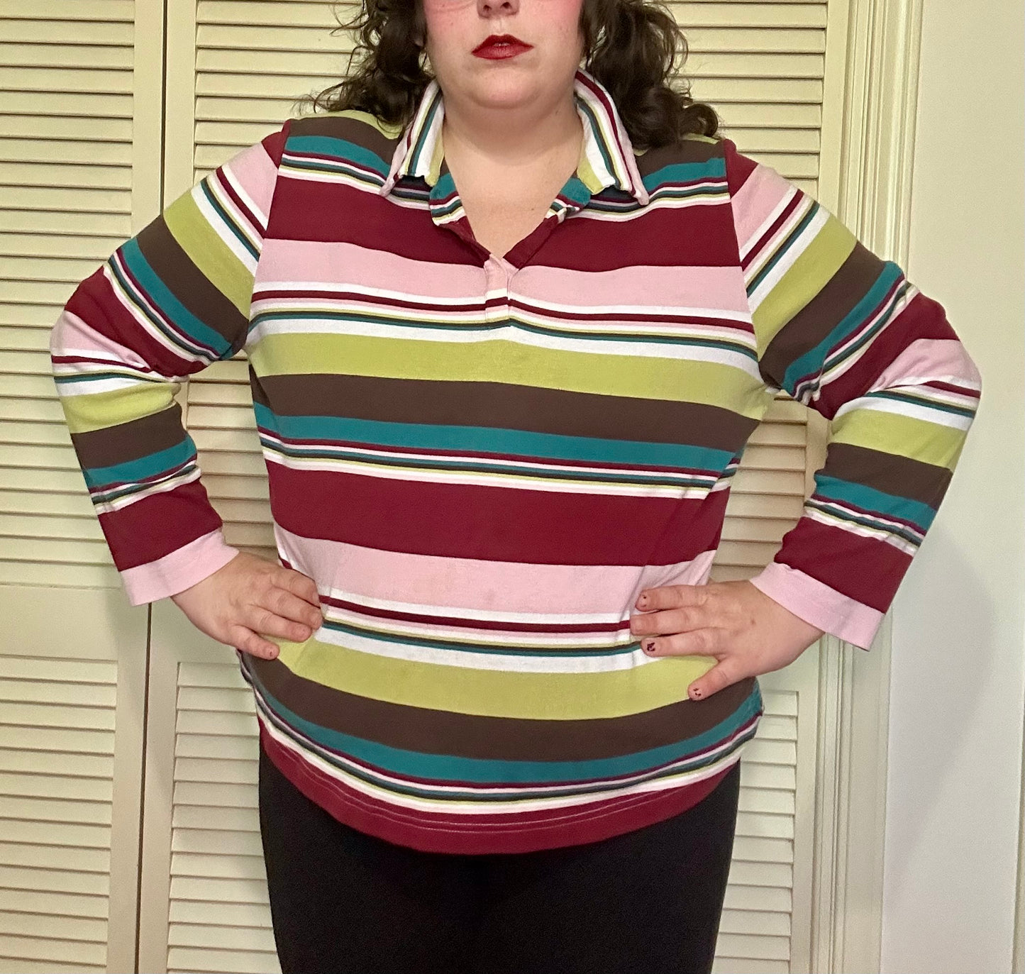 Preppy Striped Collared Blouse (26/28)