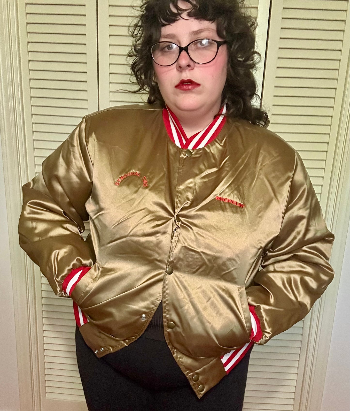 Gold and Red Bomber Jacket (L)