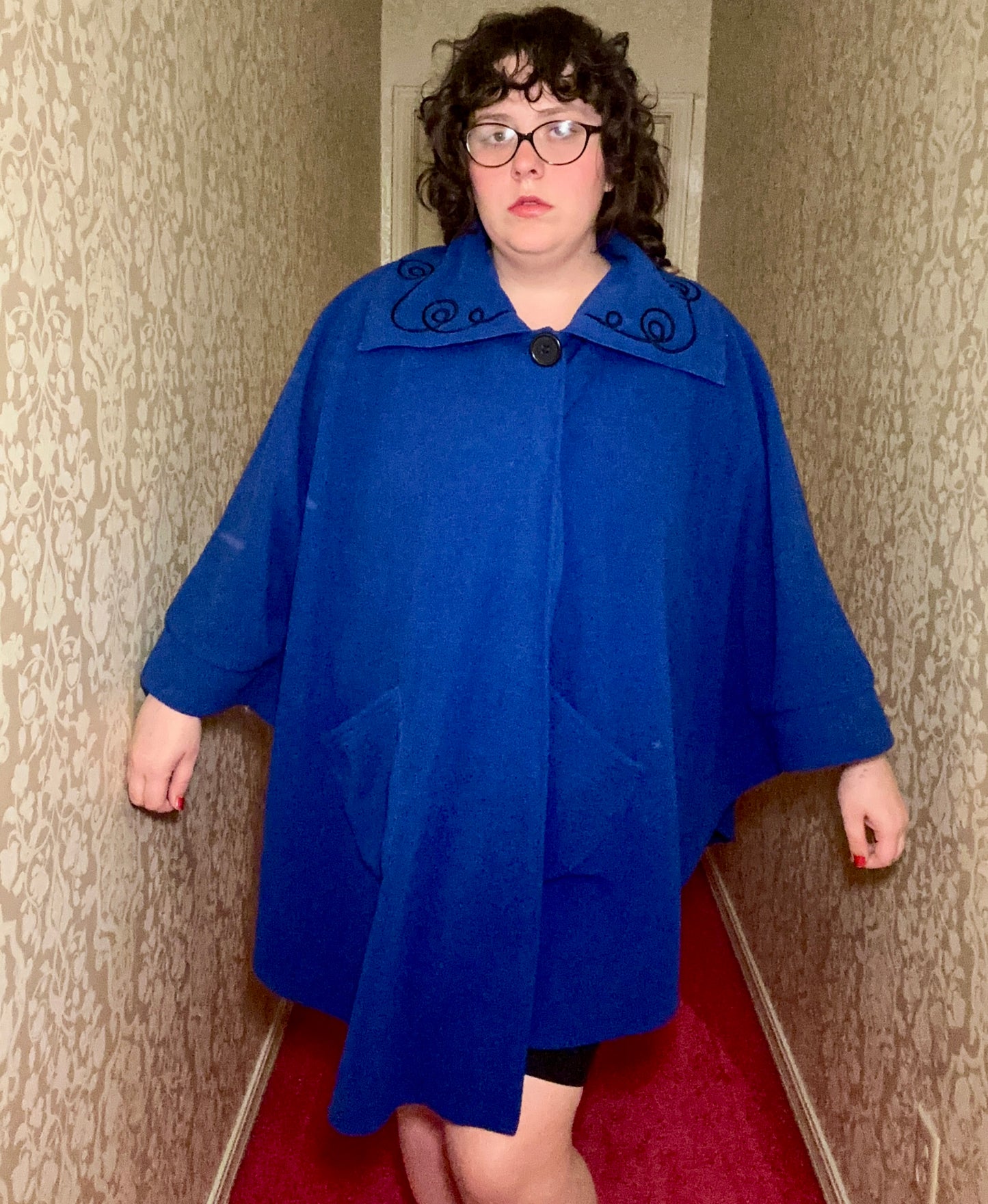 Blue Fleece Cape Coat (OS)