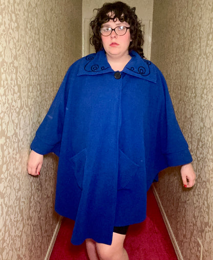 Blue Fleece Cape Coat (OS)