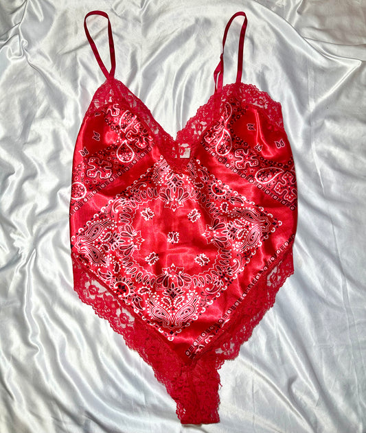 Red Bandana Satin Bodysuit (1X)