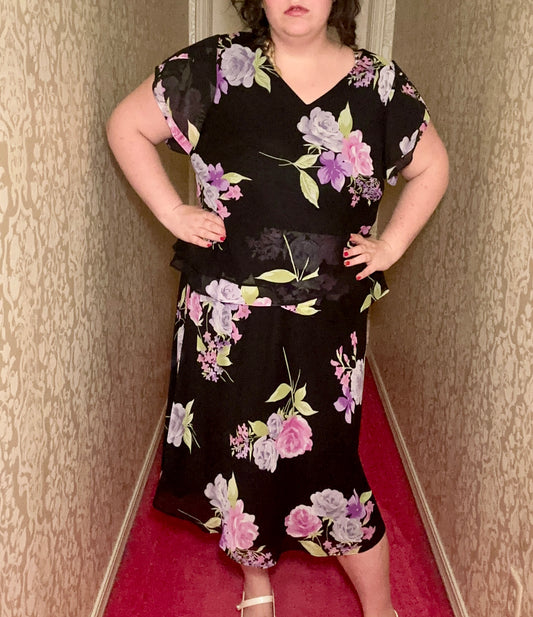 Black Floral Chiffon Set (22W)
