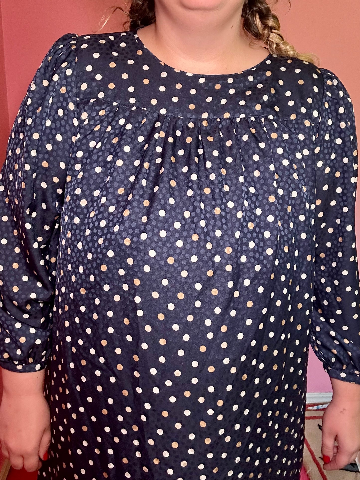 Blue Polka Dot Babydoll Dress (XL)