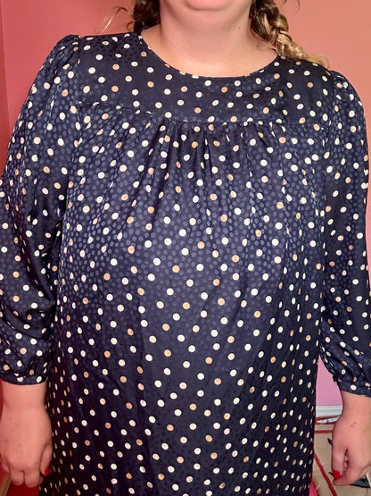 Blue Polka Dot Babydoll Dress (XL)