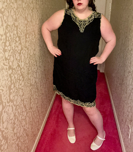 Black and Gold Dress and Jacket Set (2X)