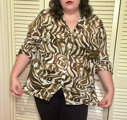 Sheer Zebra Blouse (3X)
